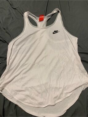 Nike White Women's Racerback Tank with Small Logo